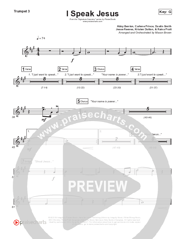I Speak Jesus (Sing It Now SATB) Trumpet 3 (Shylo Sharity / Signature Sessions / Arr. Mason Brown)