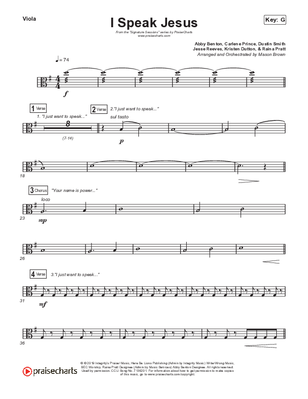 I Speak Jesus (Sing It Now SATB) Viola (Shylo Sharity / Signature Sessions / Arr. Mason Brown)