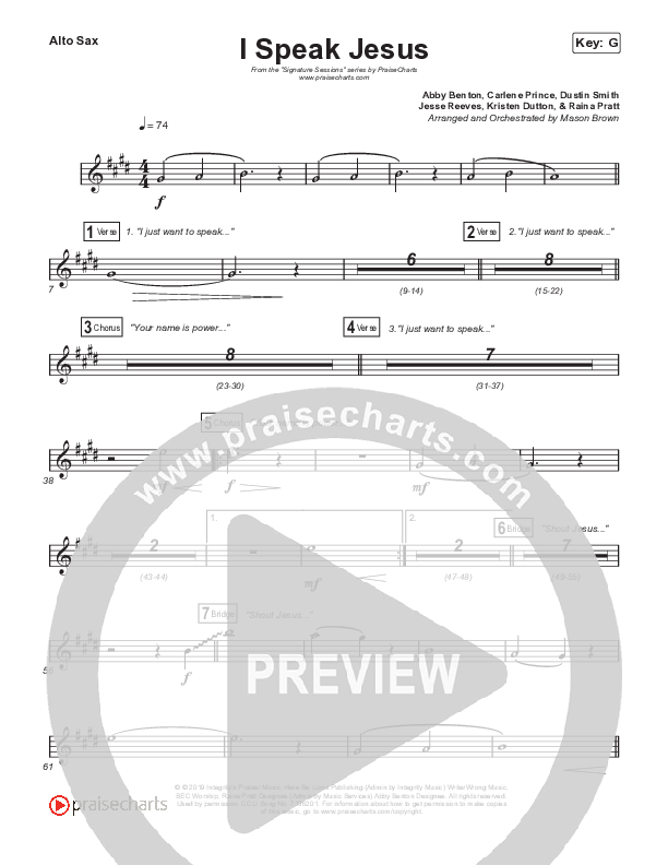 I Speak Jesus (Worship Choir SAB) Sax Pack (Shylo Sharity / Signature Sessions / Arr. Mason Brown)