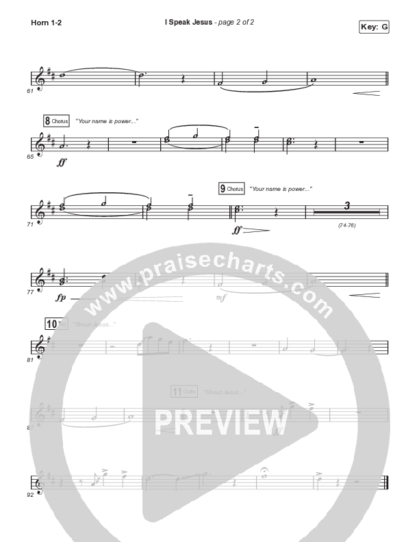 I Speak Jesus (Worship Choir SAB) French Horn 1/2 (Shylo Sharity / Signature Sessions / Arr. Mason Brown)