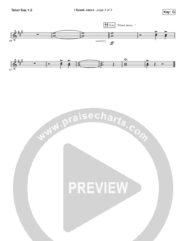 I Speak Jesus (Worship Choir SAB) Tenor Sax 1/2 (Shylo Sharity / Signature Sessions / Arr. Mason Brown)
