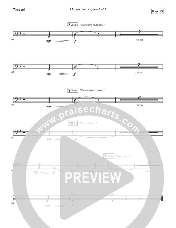 I Speak Jesus (Worship Choir SAB) Timpani (Shylo Sharity / Signature Sessions / Arr. Mason Brown)