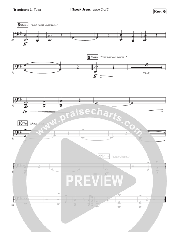 I Speak Jesus (Worship Choir SAB) Trombone 3/Tuba (Shylo Sharity / Signature Sessions / Arr. Mason Brown)