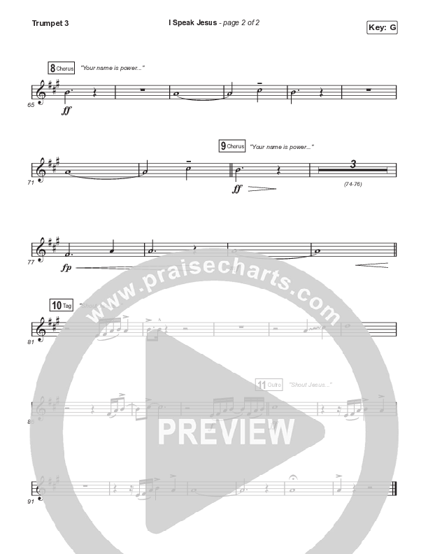 I Speak Jesus (Worship Choir SAB) Trumpet 3 (Shylo Sharity / Signature Sessions / Arr. Mason Brown)