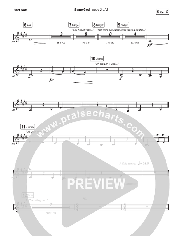 Same God (Worship Choir SAB) Bari Sax (Signature Sessions / Arr. Mason Brown)