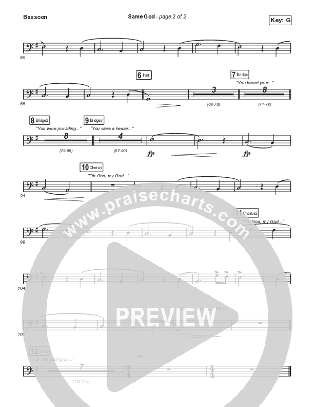 Same God (Worship Choir SAB) Bassoon (Signature Sessions / Arr. Mason Brown)