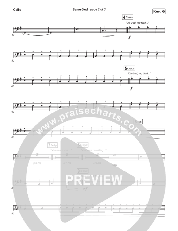 Same God (Worship Choir SAB) Cello (Signature Sessions / Arr. Mason Brown)