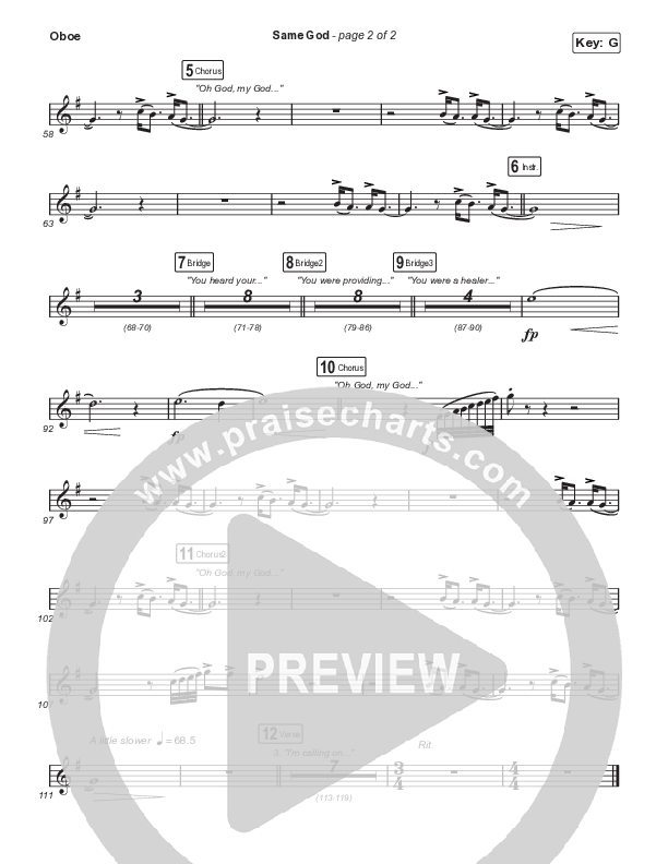 Same God (Worship Choir SAB) Oboe (Signature Sessions / Arr. Mason Brown)