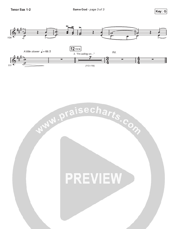 Same God (Worship Choir SAB) Tenor Sax 1/2 (Signature Sessions / Arr. Mason Brown)