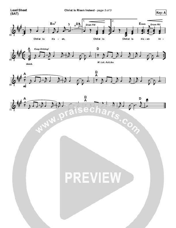 Christ Is Risen Indeed Lead Sheet (SAT) (Matt Boswell)