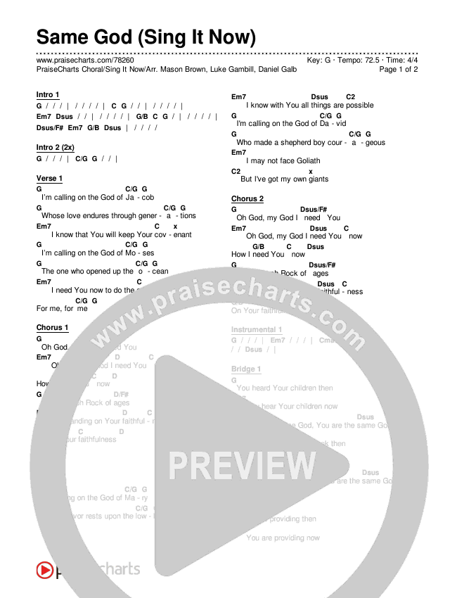 Same God (Sing It Now SATB) Chords & Lyrics (Signature Sessions / Arr. Mason Brown)