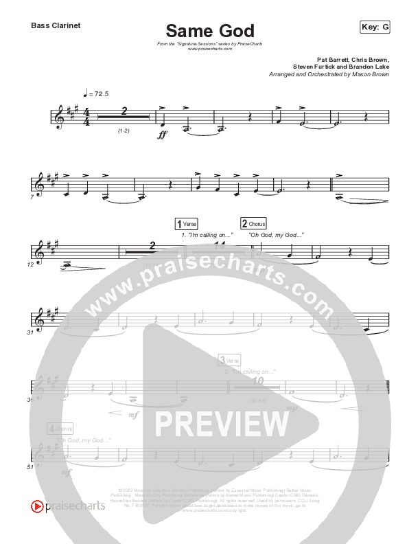 Same God (Sing It Now SATB) Bass Clarinet (Signature Sessions / Arr. Mason Brown)