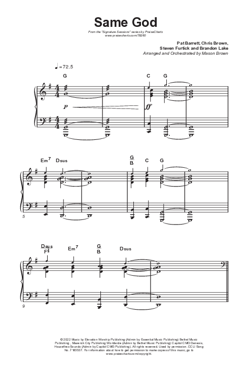 Same God (Sing It Now SATB) Octavo (SATB & Pno) (Signature Sessions / Arr. Mason Brown)