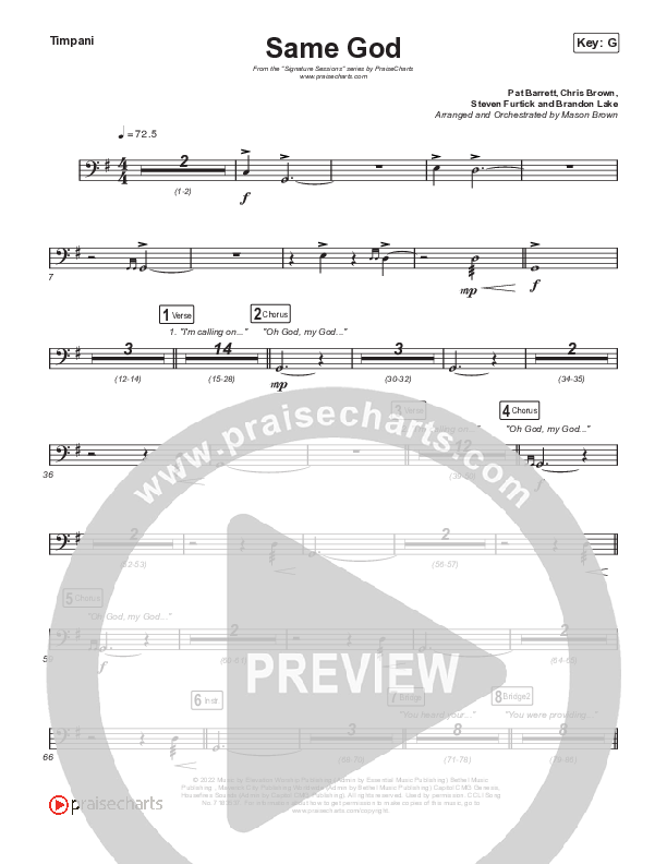 Same God (Sing It Now SATB) Timpani (Signature Sessions / Arr. Mason Brown)