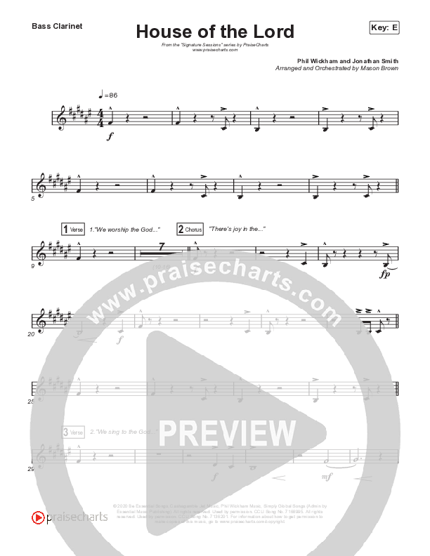 House Of The Lord (Sing It Now SATB) Bass Clarinet (Signature Sessions / Arr. Mason Brown)