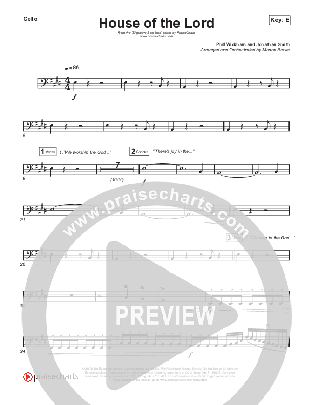House Of The Lord (Sing It Now SATB) Cello (Signature Sessions / Arr. Mason Brown)