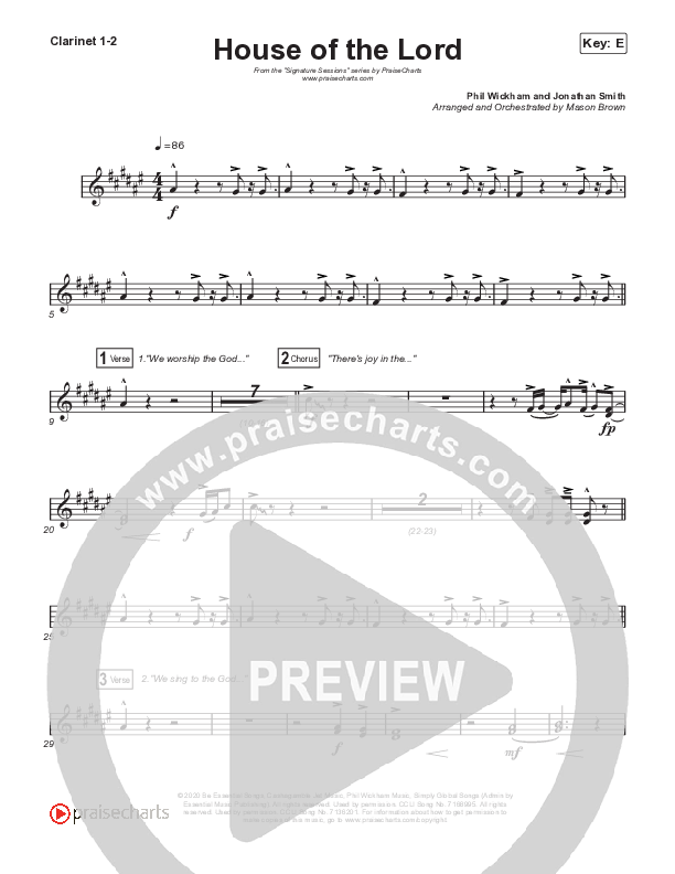 House Of The Lord (Sing It Now SATB) Clarinet 1/2 (Signature Sessions / Arr. Mason Brown)