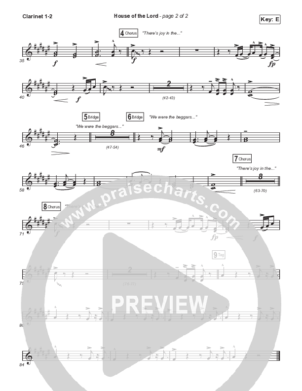 House Of The Lord (Sing It Now SATB) Clarinet 1/2 (Signature Sessions / Arr. Mason Brown)