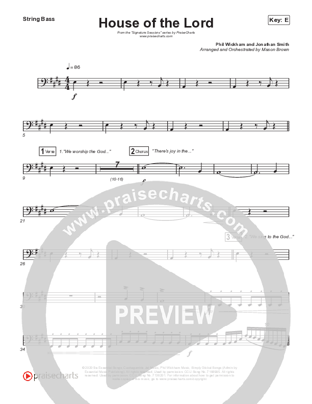 House Of The Lord (Sing It Now SATB) Double Bass (Signature Sessions / Arr. Mason Brown)