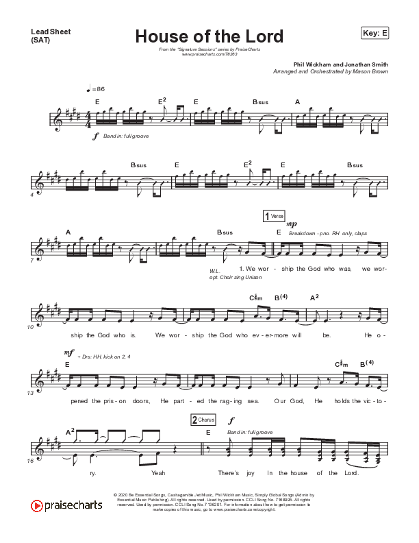 House Of The Lord (Sing It Now SATB) Lead Sheet (SAT) (Signature Sessions / Arr. Mason Brown)