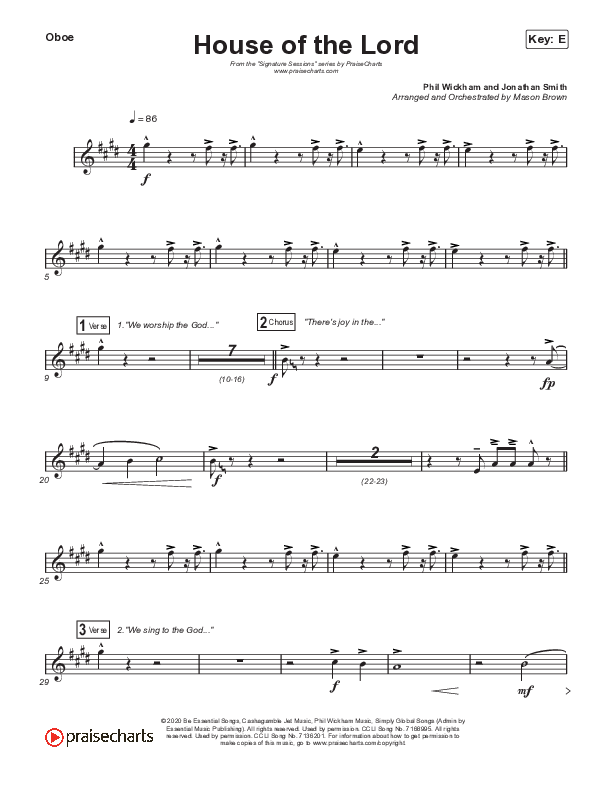 House Of The Lord (Sing It Now SATB) Oboe (Signature Sessions / Arr. Mason Brown)