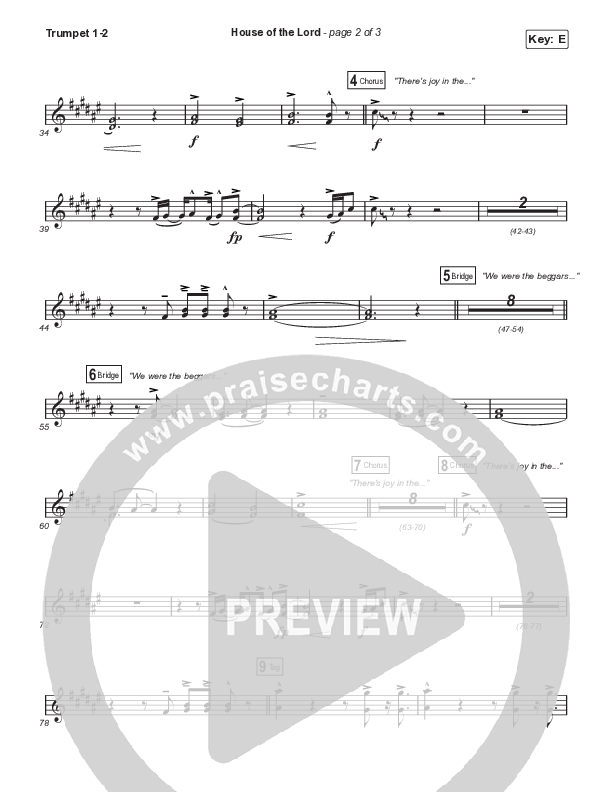 House Of The Lord (Sing It Now SATB) Trumpet 1,2 (Signature Sessions / Arr. Mason Brown)