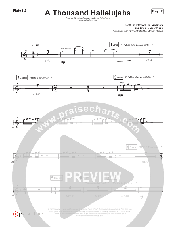 A Thousand Hallelujahs (Sing It Now SATB) Flute 1/2 (Signature Sessions / Arr. Mason Brown)