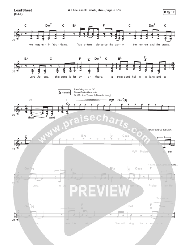 A Thousand Hallelujahs (Sing It Now SATB) Lead Sheet (SAT) (Signature Sessions / Arr. Mason Brown)