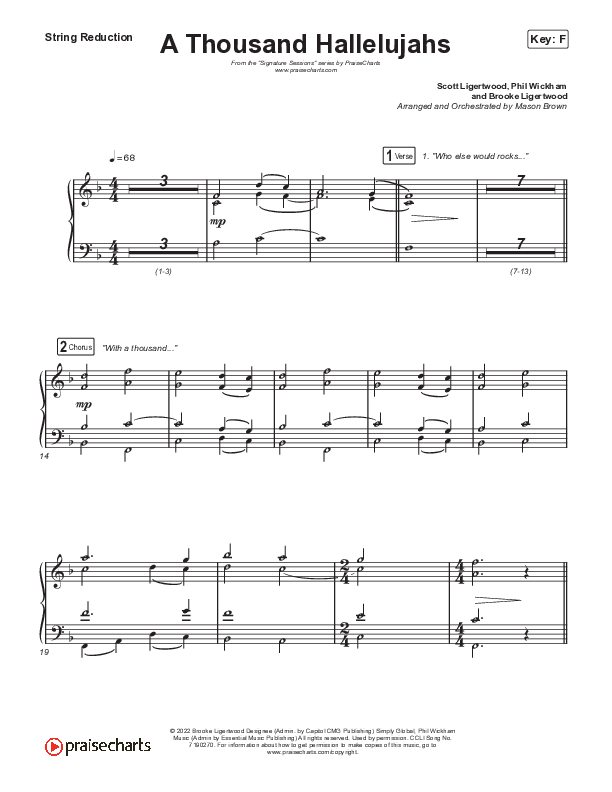 A Thousand Hallelujahs (Sing It Now SATB) String Reduction (Signature Sessions / Arr. Mason Brown)
