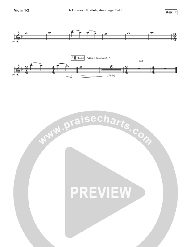 A Thousand Hallelujahs (Sing It Now SATB) Violin 1/2 (Signature Sessions / Arr. Mason Brown)