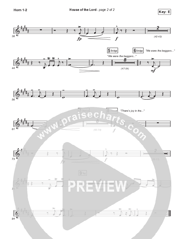 House Of The Lord (Worship Choir SAB) French Horn 1/2 (Signature Sessions / Arr. Mason Brown)