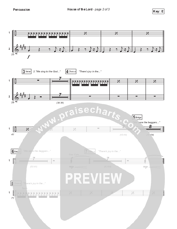 House Of The Lord (Worship Choir SAB) Percussion (Signature Sessions / Arr. Mason Brown)