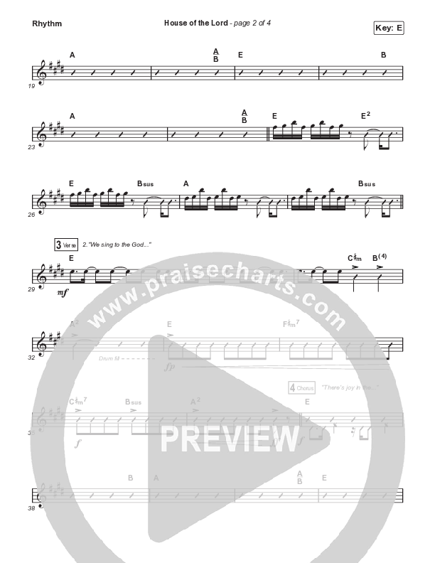 House Of The Lord (Worship Choir SAB) Rhythm Chart (Signature Sessions / Arr. Mason Brown)