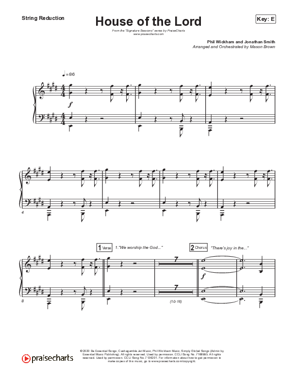 House Of The Lord (Worship Choir SAB) String Reduction (Signature Sessions / Arr. Mason Brown)
