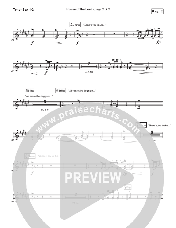 House Of The Lord (Worship Choir SAB) Tenor Sax 1/2 (Signature Sessions / Arr. Mason Brown)