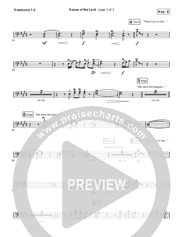 House Of The Lord (Worship Choir SAB) Trombone 1/2 (Signature Sessions / Arr. Mason Brown)
