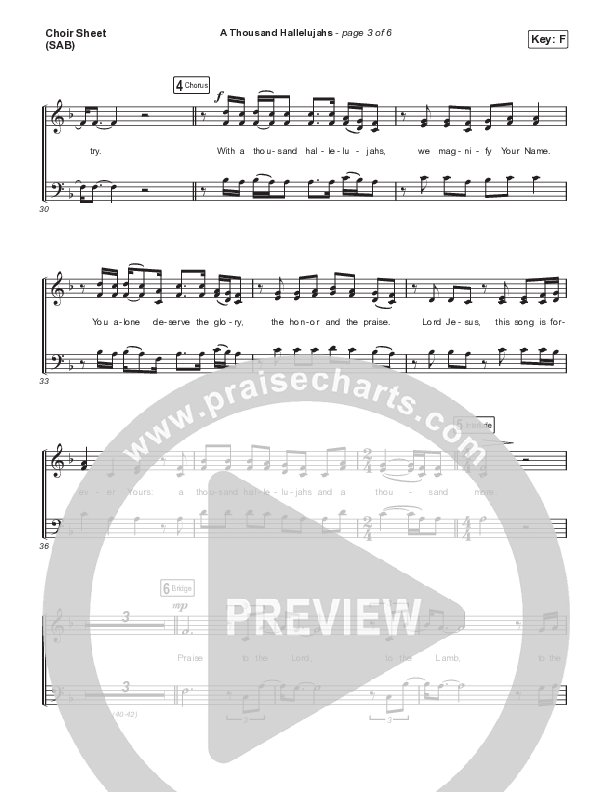 A Thousand Hallelujahs (Worship Choir SAB) Choir Sheet (SAB) (Signature Sessions / Arr. Mason Brown)