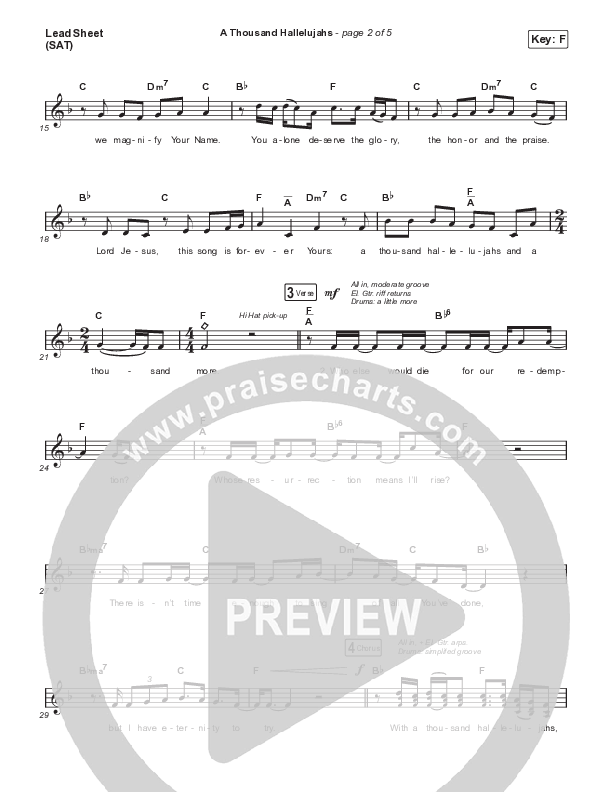 A Thousand Hallelujahs (Worship Choir SAB) Lead Sheet (SAT) (Signature Sessions / Arr. Mason Brown)