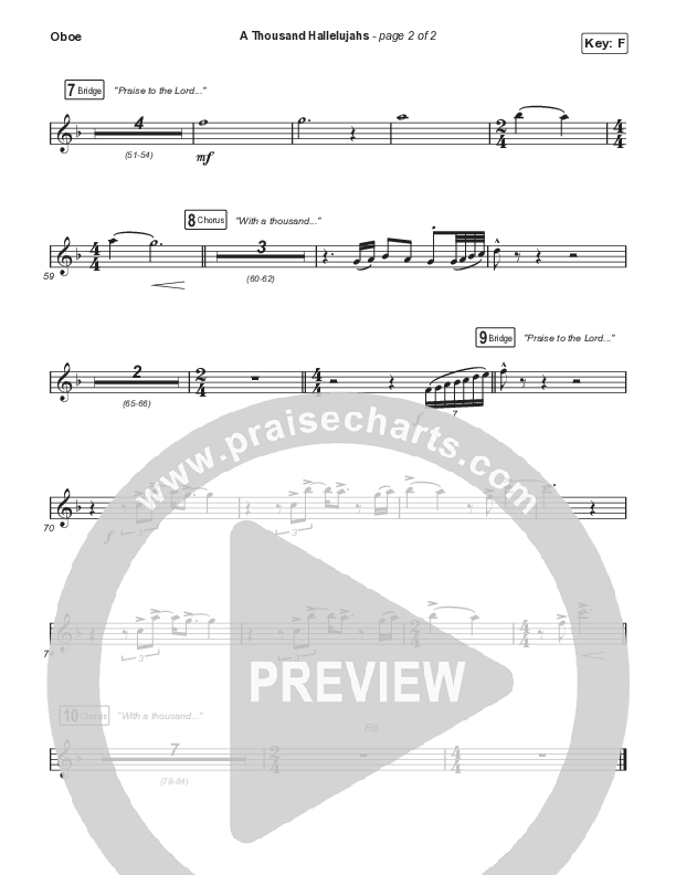 A Thousand Hallelujahs (Worship Choir SAB) Oboe (Signature Sessions / Arr. Mason Brown)