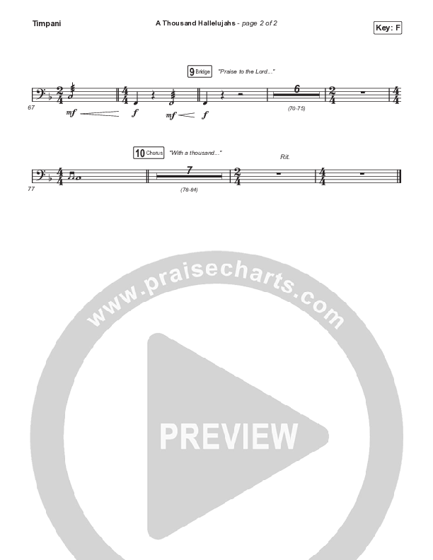 A Thousand Hallelujahs (Worship Choir SAB) Timpani (Signature Sessions / Arr. Mason Brown)