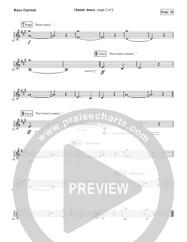 I Speak Jesus (Unison/2-Part Choir) Bass Clarinet (Shylo Sharity / Signature Sessions / Arr. Mason Brown)