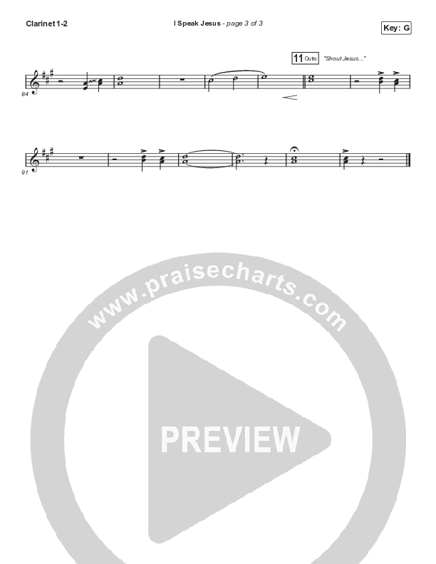 I Speak Jesus (Unison/2-Part Choir) Clarinet 1/2 (Shylo Sharity / Signature Sessions / Arr. Mason Brown)