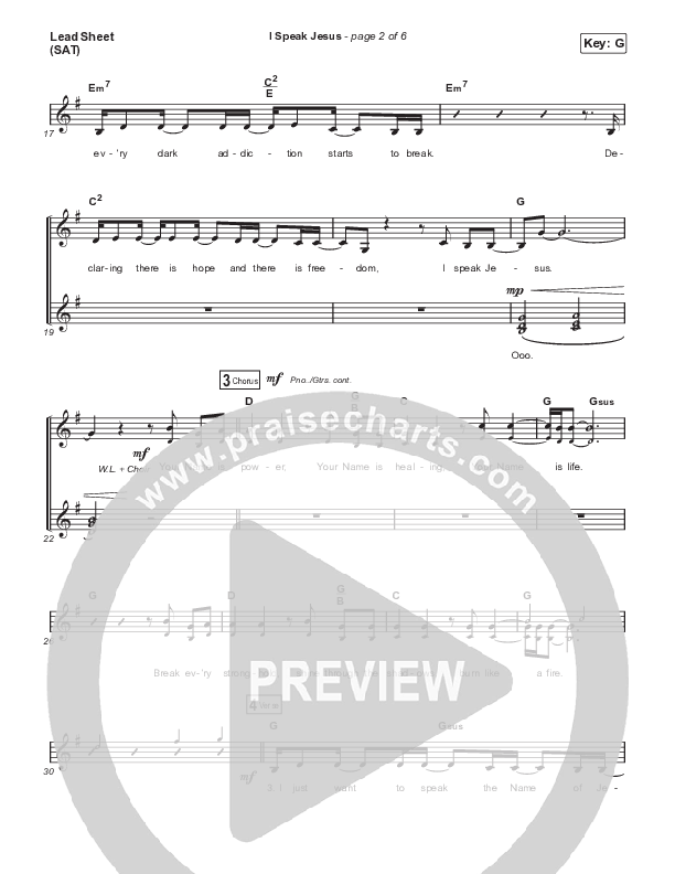 I Speak Jesus (Unison/2-Part Choir) Lead Sheet (SAT) (Shylo Sharity / Signature Sessions / Arr. Mason Brown)