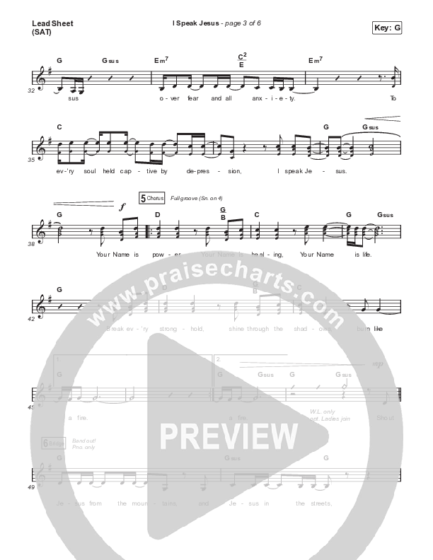 I Speak Jesus (Unison/2-Part Choir) Lead Sheet (SAT) (Shylo Sharity / Signature Sessions / Arr. Mason Brown)
