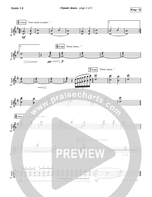 I Speak Jesus (Unison/2-Part Choir) Violin 1/2 (Shylo Sharity / Signature Sessions / Arr. Mason Brown)