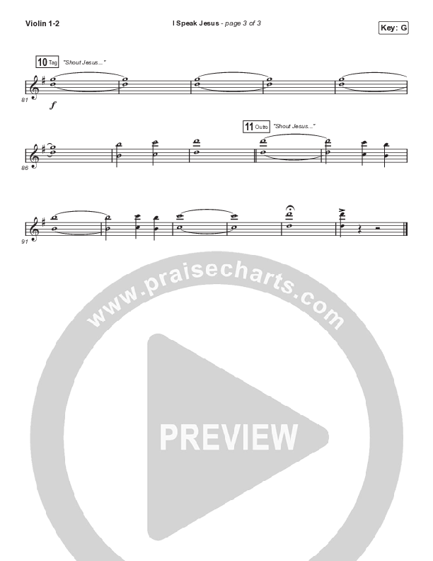 I Speak Jesus (Unison/2-Part Choir) Violin 1/2 (Shylo Sharity / Signature Sessions / Arr. Mason Brown)