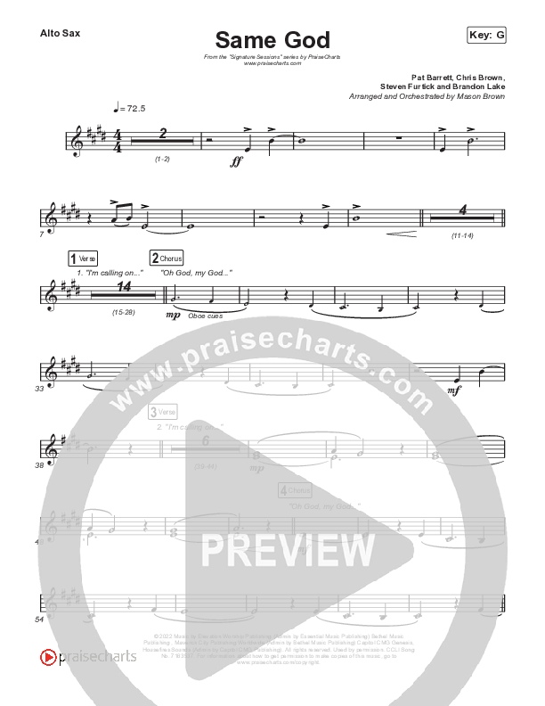 Same God (Unison/2-Part Choir) Sax Pack (Signature Sessions / Arr. Mason Brown)