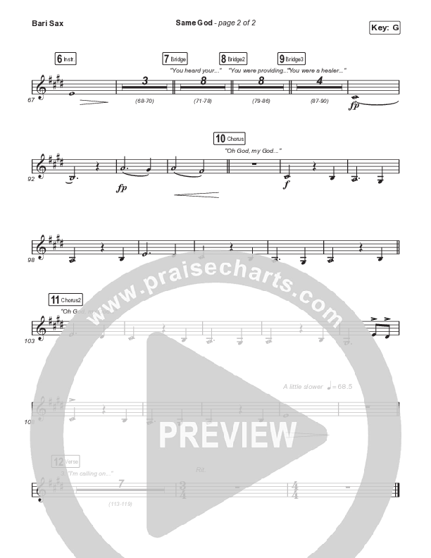Same God (Unison/2-Part Choir) Bari Sax (Signature Sessions / Arr. Mason Brown)