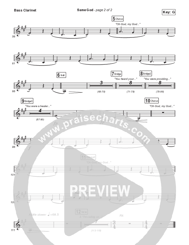 Same God (Unison/2-Part Choir) Bass Clarinet (Signature Sessions / Arr. Mason Brown)