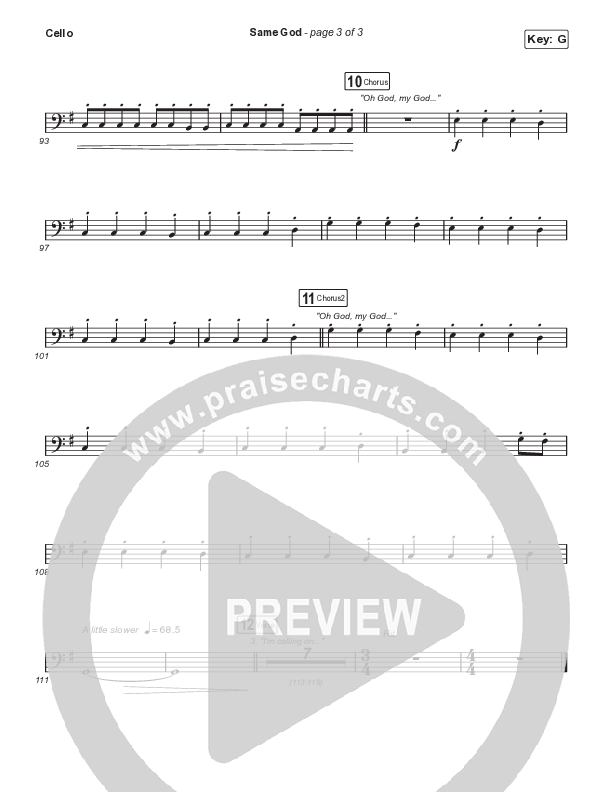 Same God (Unison/2-Part Choir) Cello (Signature Sessions / Arr. Mason Brown)